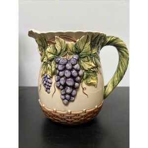 Takahashi San Francisco Pitcher Grapevine Basket Weave Hand Painted‎